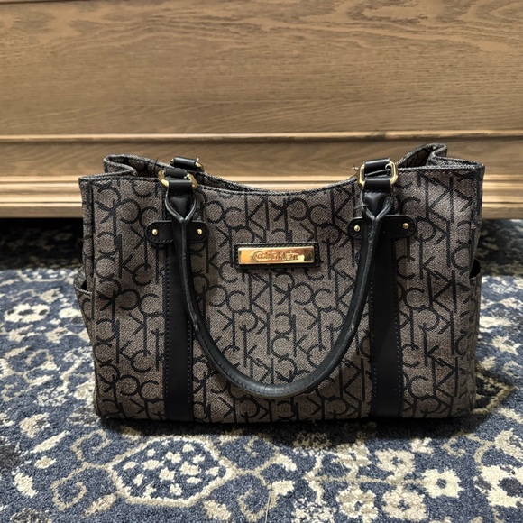 Calvin Klein Monogram Brown and Black Shoulder Bag - Picture 1 of 3